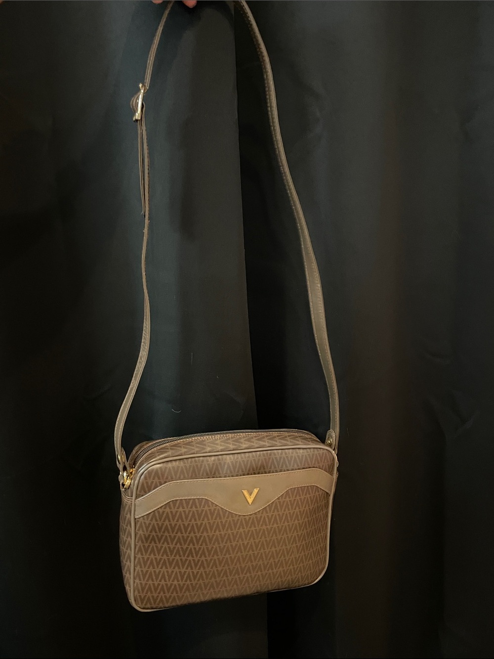 Mario Valentino Brown Monogrammed V-Logo Crossbody Bag - Picture 15 of 17
